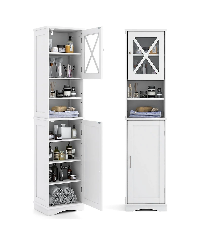 Volenca 67 Inch Tall Bathroom Cabinet Freestanding Storage Cabinet with 5 Adjustable Shelves