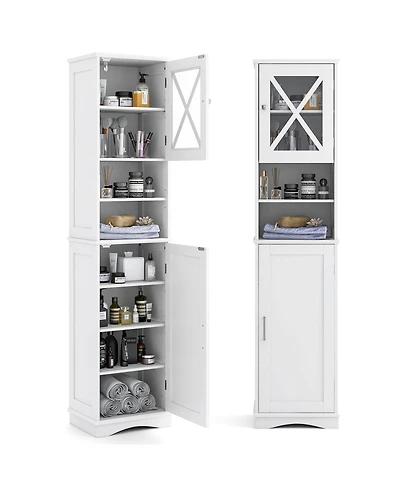 Volenca 67 Inch Tall Bathroom Cabinet Freestanding Storage Cabinet with 5 Adjustable Shelves