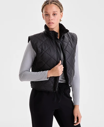 Id Ideology Women's Reversible Sherpa Zip-Front Vest, Macy's Exclusive