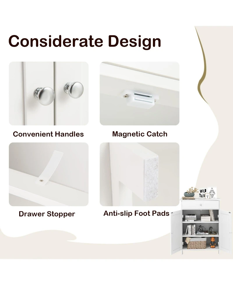 Volenca Bathroom Floor Cabinet Freestanding Storage Organizer with 2 Doors