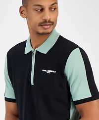 Karl Lagerfeld Paris Men's Colorblocked Quarter-Zip Polo