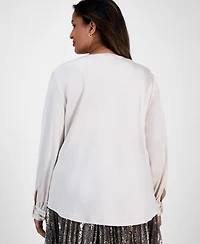 Anne Klein Plus Cowl-Neck Matte Satin Blouse