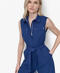 Dkny Women's Cargo Sleeveless Jumpsuit