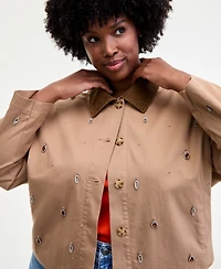 On 34th Trendy Plus Embellished Corduroy-Collar Jacket, Macy's Exclusive