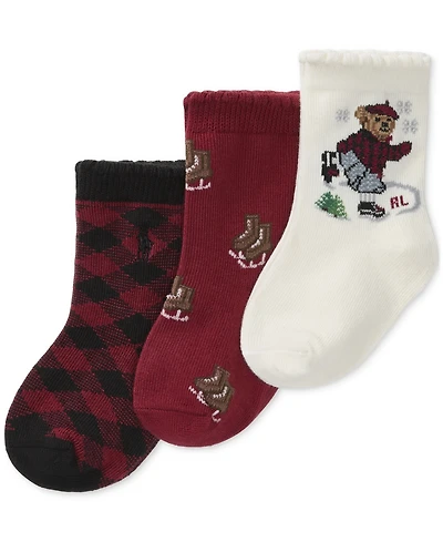 Polo Ralph Lauren Baby Girls 3-Pk. Ice Skater Bear Socks