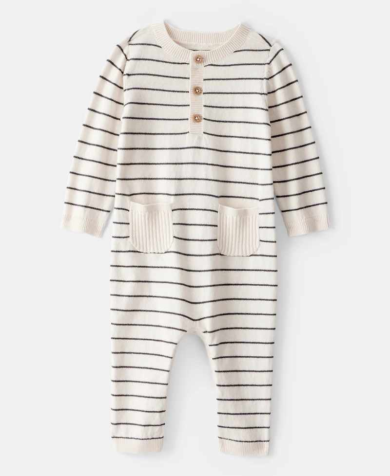 Carter's Baby Boys Striped Cotton Long-Sleeve Jumpsuit