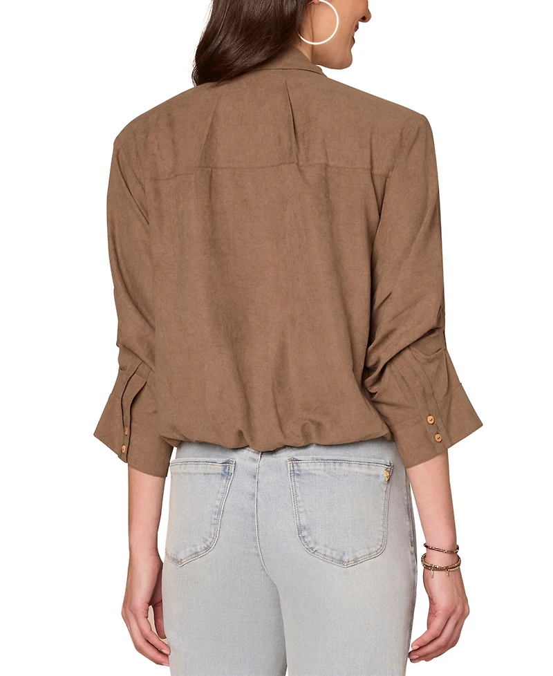 Democracy Women's Spread-Collar Button-Front Top