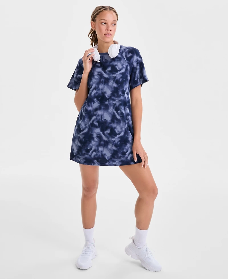 Id Ideology Women's Relaxed Smoky Dye Crewneck T-Shirt Dress, Macy's Exclusive