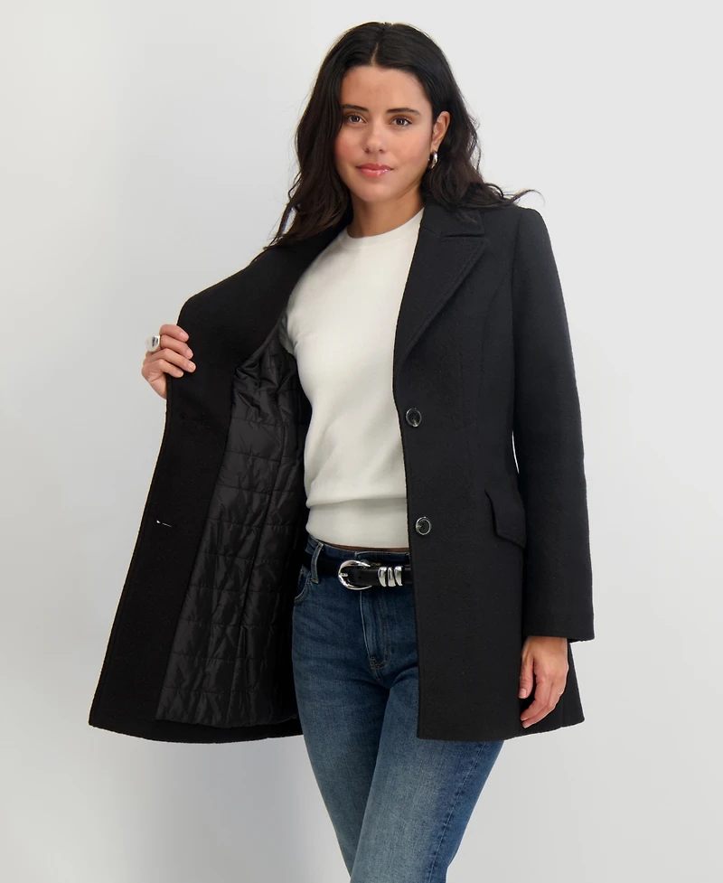 Tahari Women's Notched-Collar Single-Breasted Peacoat