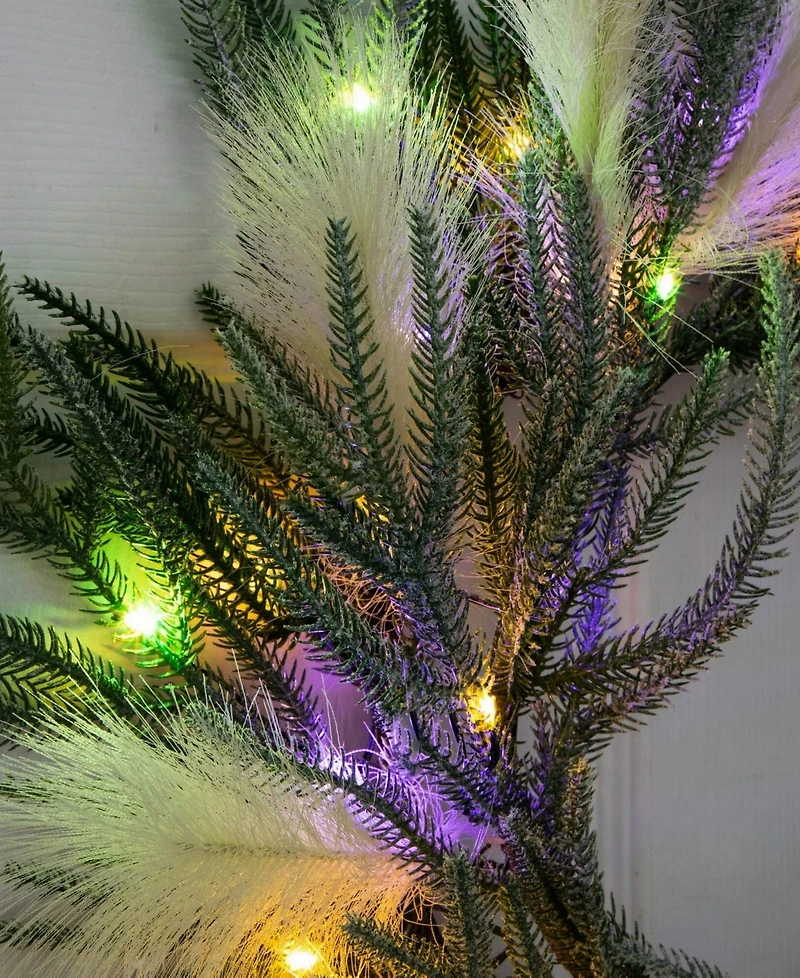 Nearly Natural 24" Artificial Balsam Fir Pine and Pampas Wreath Led Lights