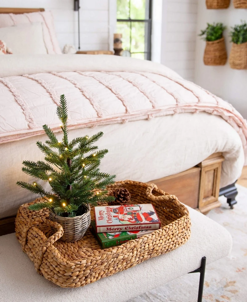 Nearly Natural 1.5" Pre-Lit Artificial Christmas Tree in Basket Led Lights