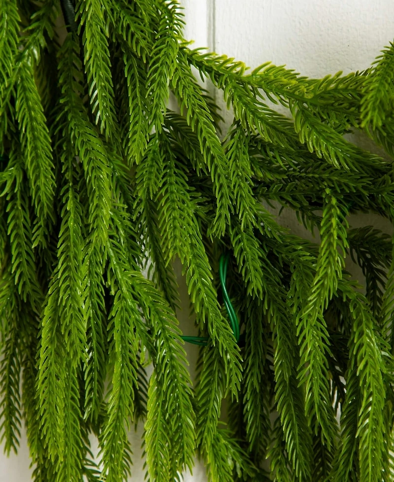 Nearly Natural 6" Pre-Lit Artificial Touch Norfolk Island Pine Garland Led Lights