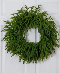Nearly Natural 20" Pre-Lit Artificial Touch Norfolk Island Pine Wreath Led Lights