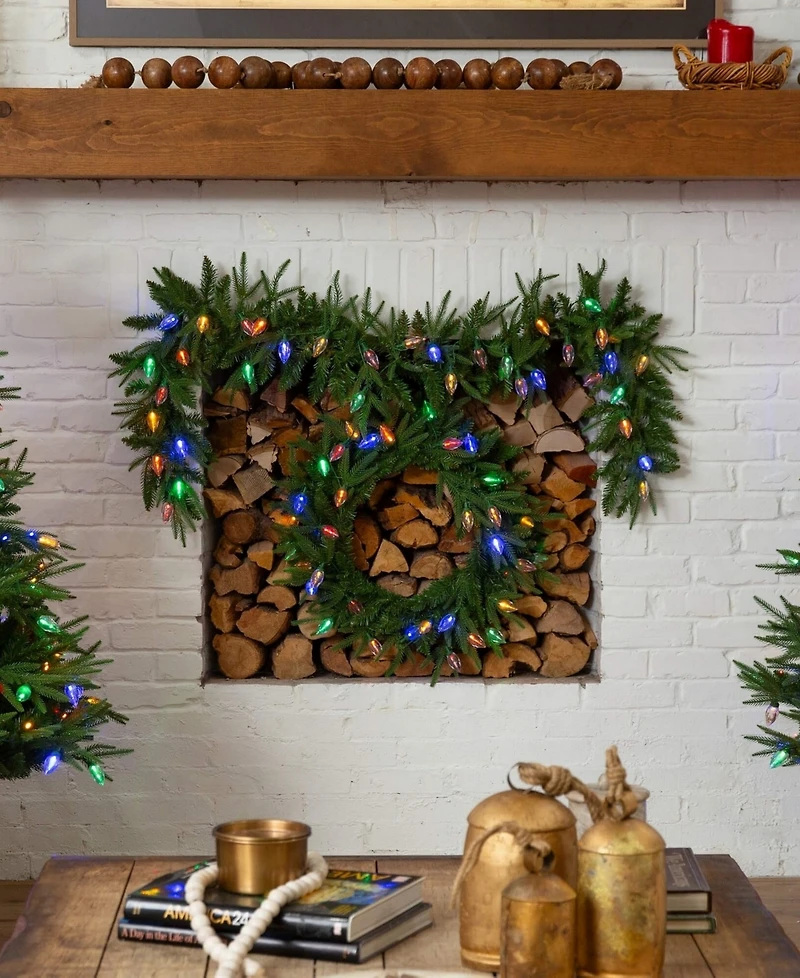 Nearly Natural 6" Pre-Lit Artificial Luxembourg Pine Christmas Garland Bulb Led Lights