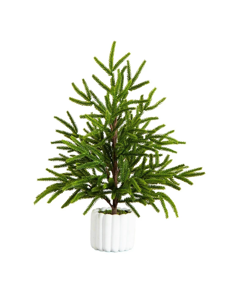 Nearly Natural 22" Artificial Real Touch Norfolk Island Pine Decorative Planter