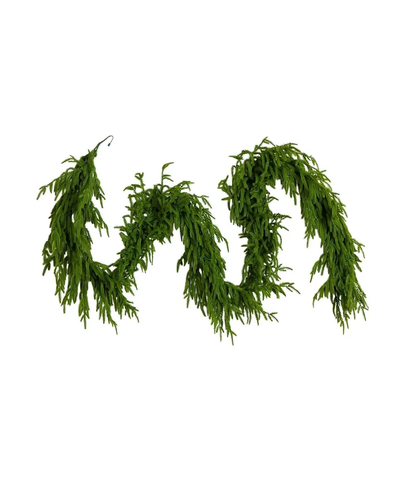 Nearly Natural 9" Pre-Lit Artificial Touch Norfolk Island Pine Garland Led Lights