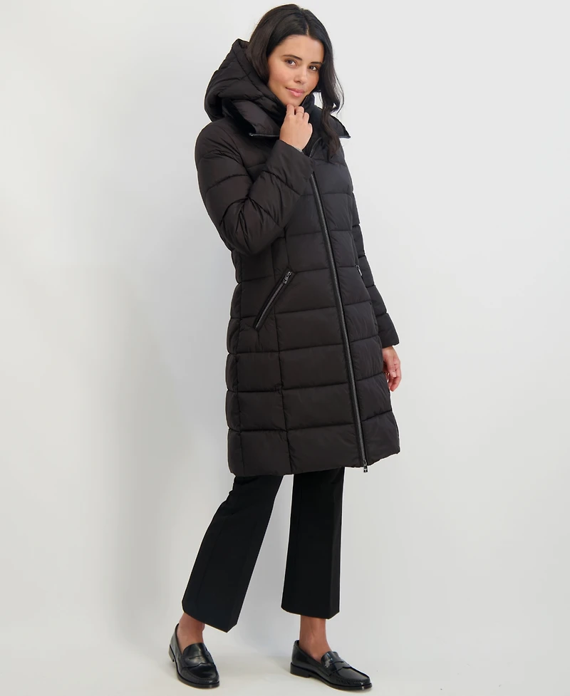 Tahari Women's Hooded Bibbed Puffer Coat
