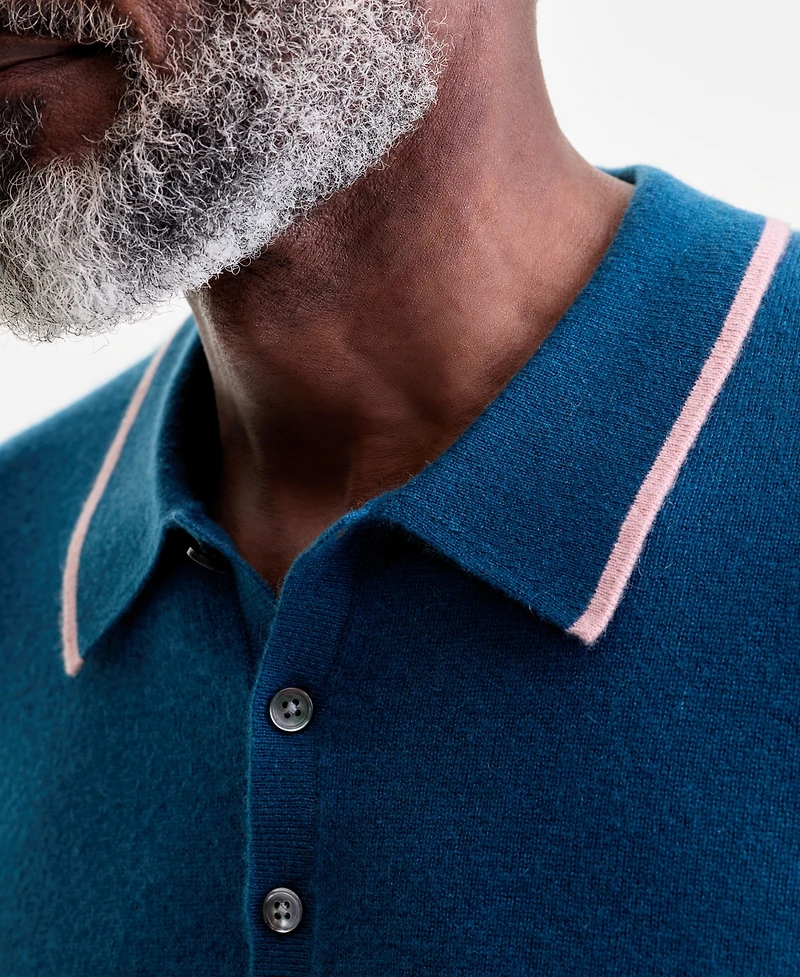 Club Room Men's Regular-Fit Tipped 100% Cashmere Sweater Polo Shirt, Macy's Exclusive