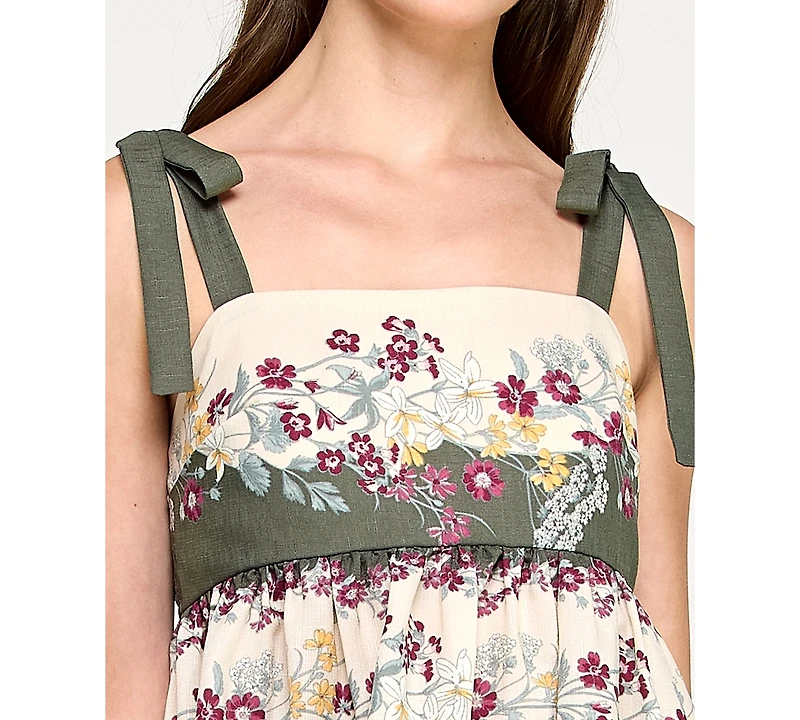 Row A Juniors' Printed Woven Sleeveless Fit & Flare Dress