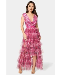 Bebe Women's Tiered High Low Gown