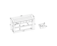 Casainc 48" Solid Pine Wood Top Console Table Cabinet with 3 Storage Drawers and 2 Shelves