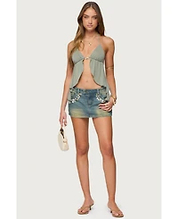 Edikted Women's Safi Backless Split Front Halter Top