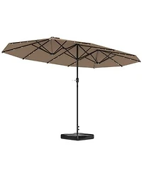 Outsunny Double Sided Sun Umbrella Garden Parasol With Light