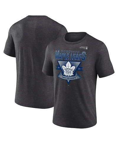 Fanatics Men's Heather Charcoal Toronto Maple Leaf's 2025 Stanley Cup Playoffs Crossbar Tri-Blend T-Shirt