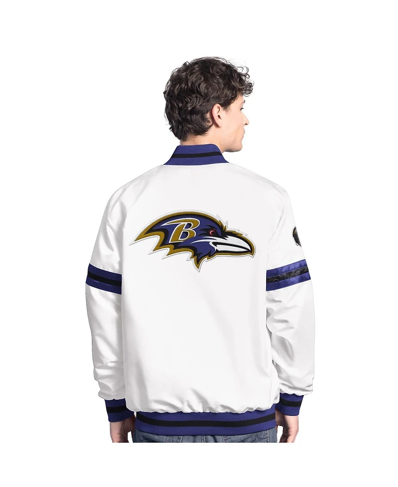 Starter Men's White Baltimore Ravens Scout Full-Snap Varsity Jacket