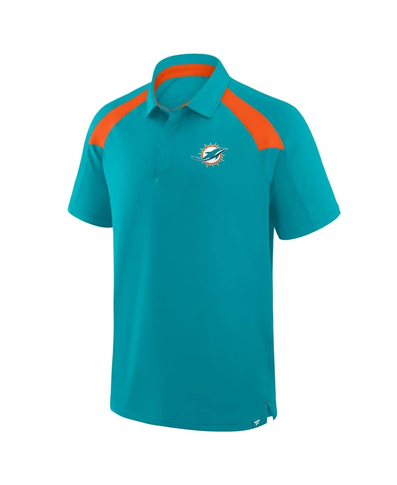 Fanatics Men's Aqua Miami Dolphins Back Around Raglan Polo Shirt