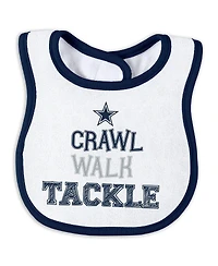 Wear by Erin Andrews Baby Boys and Girls Dallas Cowboys Sleep Play with Bib and Fun Hat Set