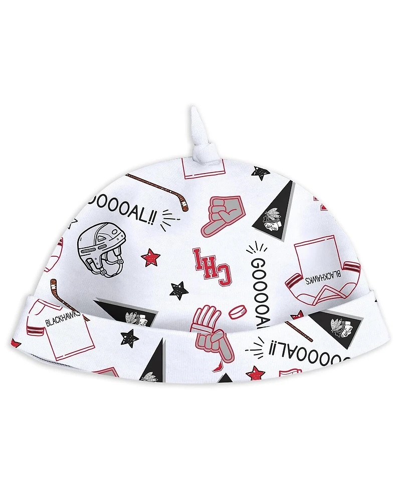 Wear by Erin Andrews Baby Boys and Girls Chicago Blackhawks Sleep Play Sleeper with Bib Set