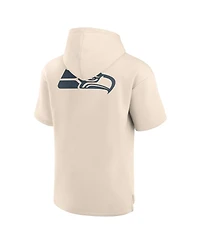 Fanatics Men's Cream Seattle Seahawks Elements Future Ground Lettering Short Sleeve Pullover Hoodie