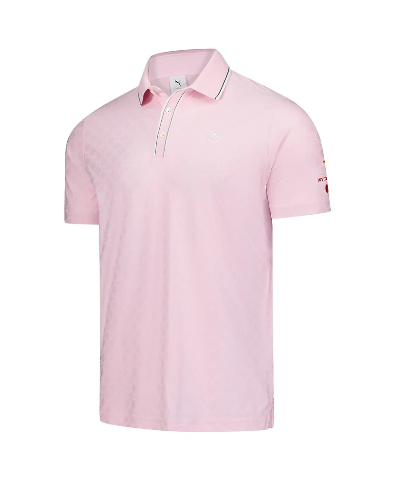 Puma Men's Pink Arnold Palmer Invitational Tipped Jacquard Polo Shirt