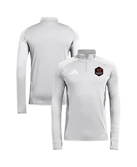 Adidas Men's Silver Houston Dynamo Fc 2025 Aeroready Quarter-Zip Long Sleeve Training Sweatshirt