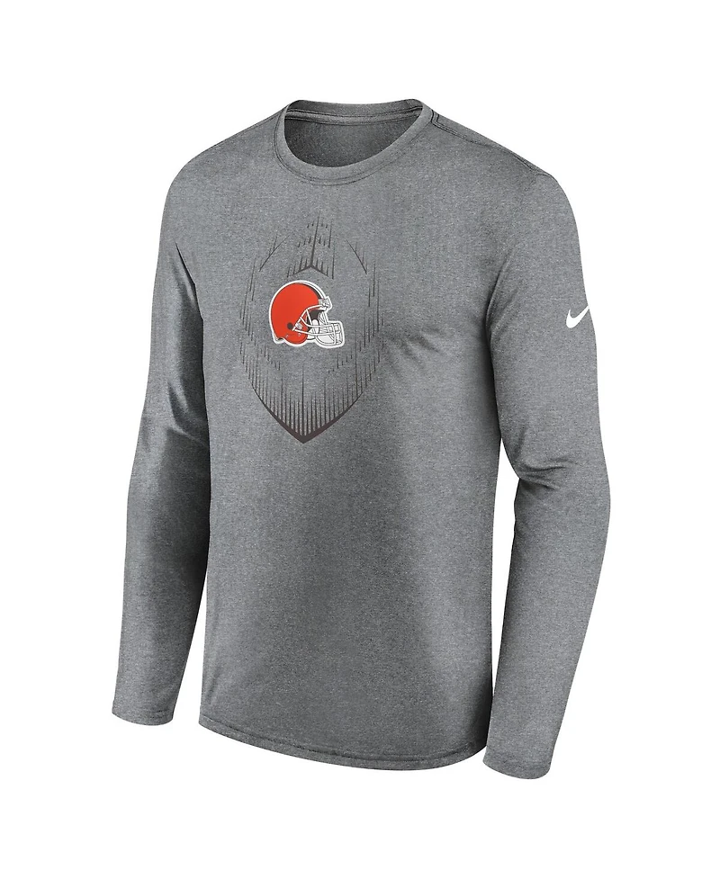 Nike Men's Heather Gray Cleveland Browns Icon Legend Performance Long Sleeve T-Shirt