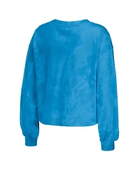 Wear by Erin Andrews Women's 2-Piece Blue Carolina Panthers Tie-Dye Cropped Pullover Sweatshirt and Shorts Lounge Set