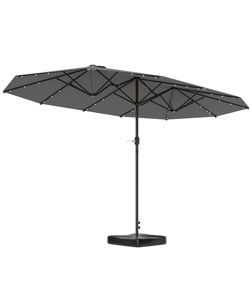 Outsunny Double-Sided Sun Umbrella, Garden Parasol with Light