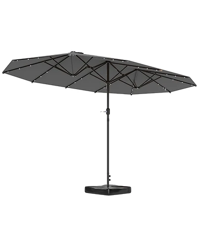 Outsunny Double-Sided Sun Umbrella, Garden Parasol with Light