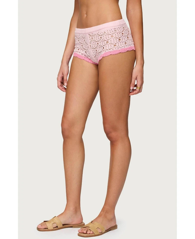 Edikted Women's Elisa Open Knit Shorts