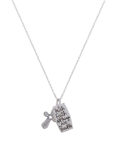 Unwritten Sterling Silver Crystal Cross Short Pendant Charm Necklace