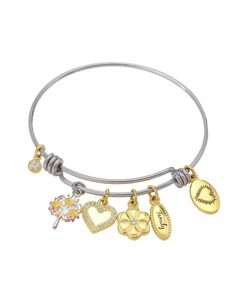 Unwritten Crystal and Cubic Zirconia Family Tree Cham Bangle Bracelet