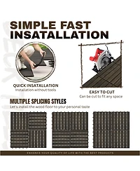 Streamdale Furniture Acacia Deck Tiles Striped 12"x12" Dark Brown (30 Pcs)