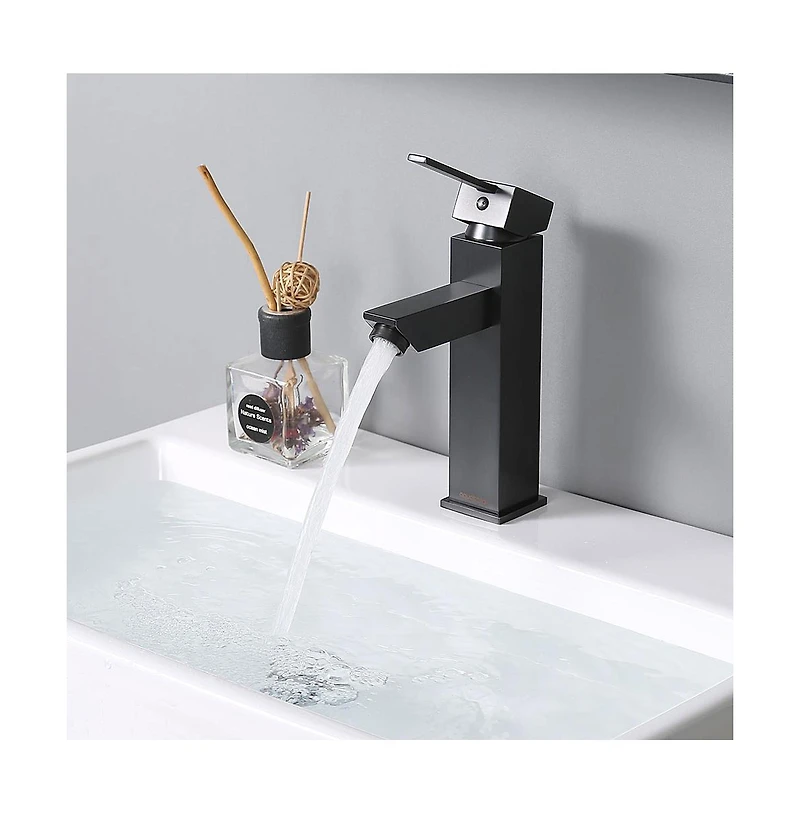 Aquaterior Wall Mount Ceramic Sink w/ One Hold Bathroom Faucet Single Handle Orb