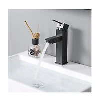 Aquaterior Wall Mount Ceramic Sink w/ One Hold Bathroom Faucet Single Handle Orb