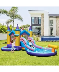 Gymax Kids Inflatable Water Slide w/ Slide Splash Pool Water Cannon w/ 735W Blower