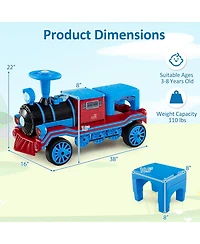 Gymax 12V 2-Seater Ride on Toy w/ Train Whistle Led Lights Music & Usb Port