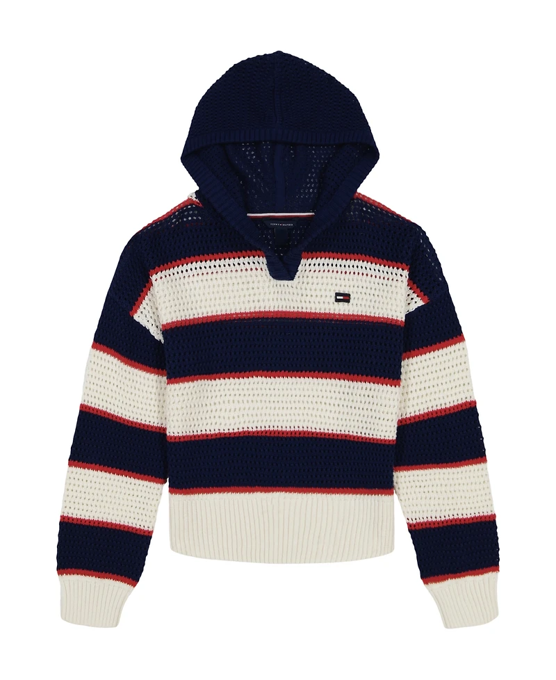 Tommy Hilfiger Big Girls Sweater Mesh Popover Hoodie