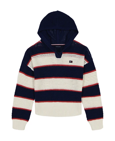 Tommy Hilfiger Big Girls Sweater Mesh Popover Hoodie