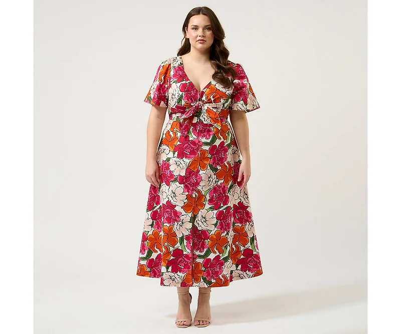Estelle Plus Size Poseidon Ruffle Midi Dress